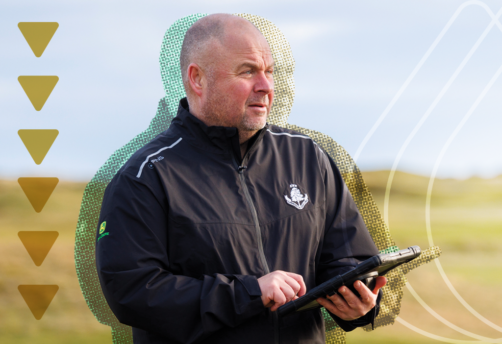 Golf course superintendent using RainBird CirrusPRO technology on a tablet