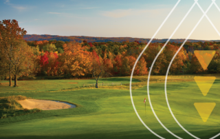 A landscape view of the Crystal Downs golf course during autumn with newly installed Rain Bird irrigation system